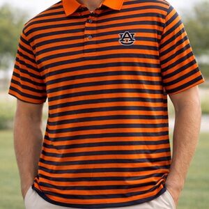 Ashworth Auburn Tigers Striped Polo Shirt – Men’s Size L